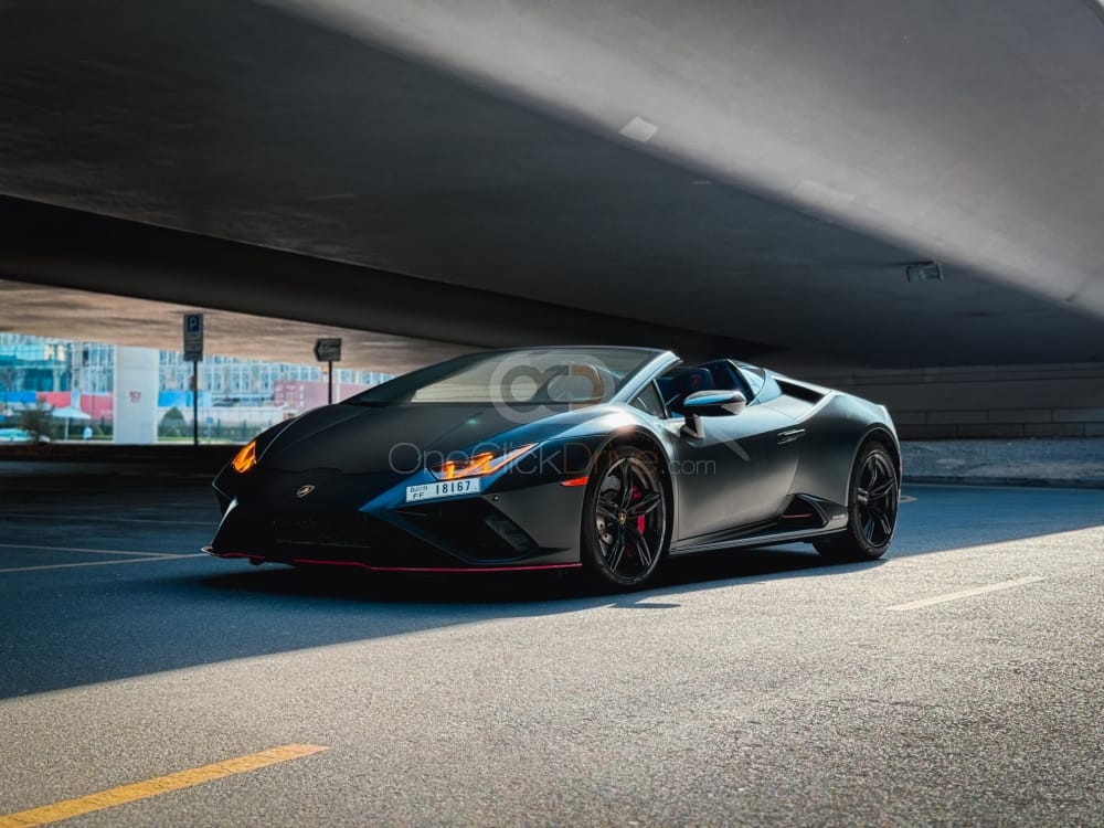 Lamborghini Huracan Evo Spyder Black 2023 Rental Car Dubai,UAE